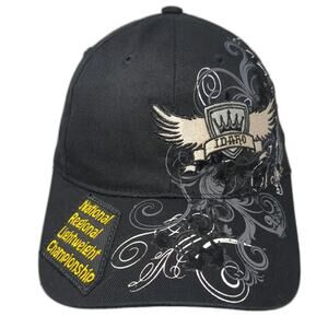 American Crown Baseball Cap Black One Size Distressed Idaho Strapback Hat Shield